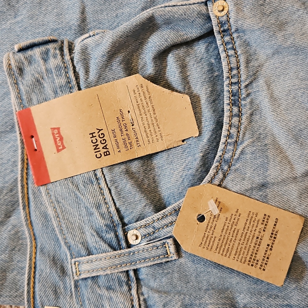 NEW! Levi's High Rise Cinch Baggy Jeans In Invested Indigo Size 30 - Picture 8 of 13